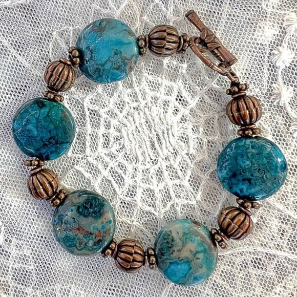 Vintage 90’s Agate Bead Bracelet - Picture 5 of 11